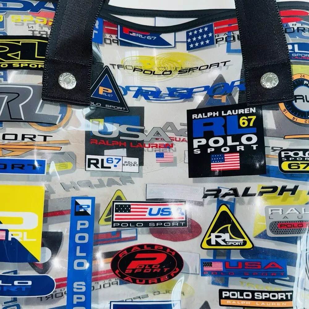 Vintage NEW Polo Sport Ralph Lauren XL Clear PVC Racing Jacket Tote Bag Mens Uni